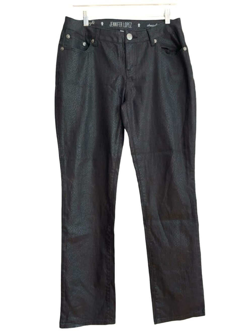 Jennifer Lopez Black Faux-Leather Straight Leg Jeans - SIZE 8